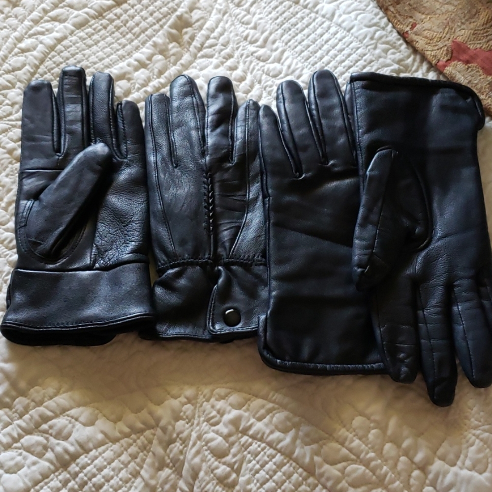 2 pair leather gloves